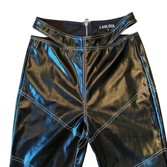 I.AM.GIA Paris Pants Black Vinyl Cutout Trousers Size M 796W - Picture 11 of 14